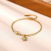Women's Goldplated Stainless Steel Bracelet With Imitation Pearl Starfish Seashell And Coconut Tree Charms Geometric Design