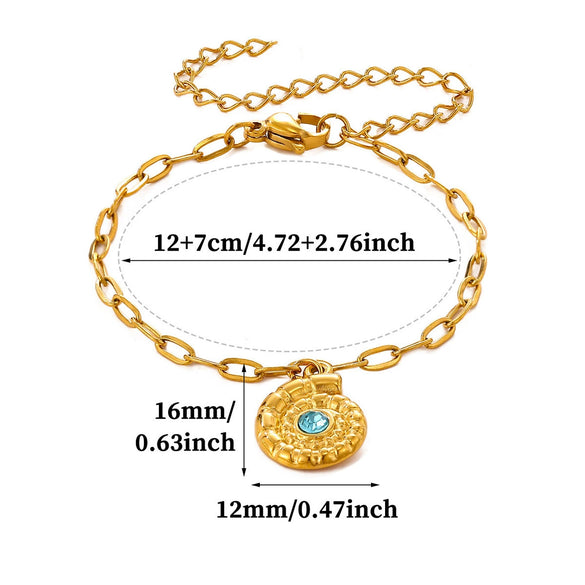 Women's Goldplated Stainless Steel Bracelet With Imitation Pearl Starfish Seashell And Coconut Tree Charms Geometric Design