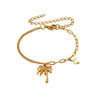 Women's Goldplated Stainless Steel Bracelet With Imitation Pearl Starfish Seashell And Coconut Tree Charms Geometric Design