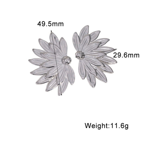 Women's Goldplated Stainless Steel Floral Stud Earrings With Minimalist Modern Botanical Design