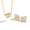 Women's Goldplated Stainless Steel Geometric Heart Necklace And Earring Set With Cubic Zirconia Accents