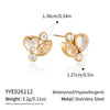 Women's Goldplated Stainless Steel Geometric Heart Necklace And Earring Set With Cubic Zirconia Accents