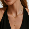 Women's Goldplated Stainless Steel Geometric Teardrop Pendant Yshaped Necklace With Zircon Accents