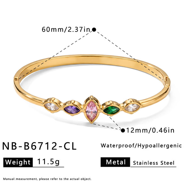 Women's Goldplated Stainless Steel Oval Bangle Bracelet With Simple Design And Colorfast Finish