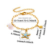 Women's Goldplated Titanium Steel Bee And Flower Bracelet With Transparent Crystal Pendant Geometric Square Chain And Sparkling Inlay Details