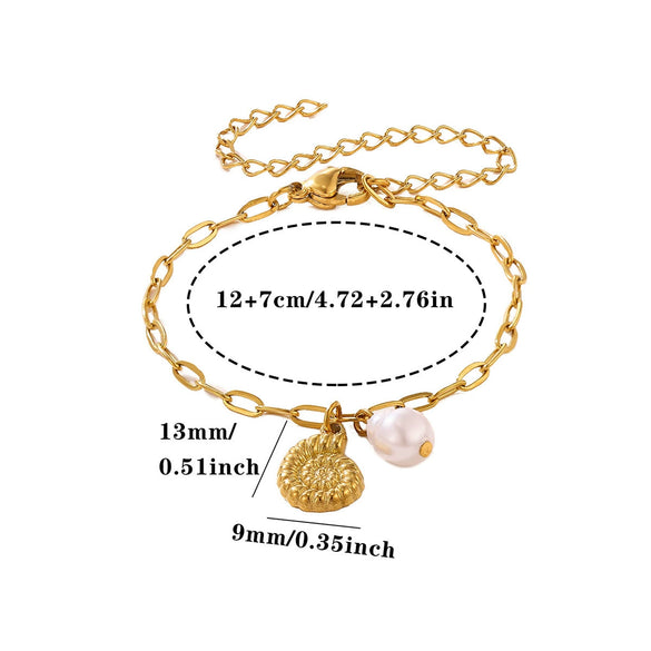 Women's Goldplated Titanium Steel Bee And Flower Bracelet With Transparent Crystal Pendant Geometric Square Chain And Sparkling Inlay Details