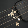 Women's Goldtone Alloy Flower And Star Pendant Necklace With Irregular Tassel Chain Electroplated Layered Design Wholesale