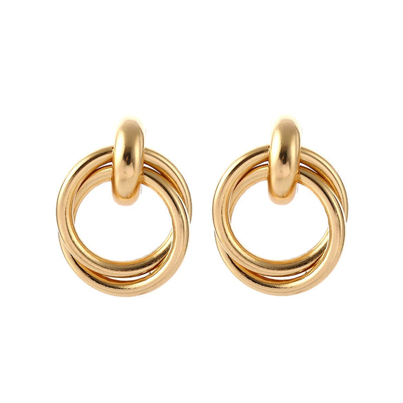 Women's Goldtone Alloy Geometric Earrings Handmade Fashion Jewelry With A Distinctive Statement Style For Wholesale