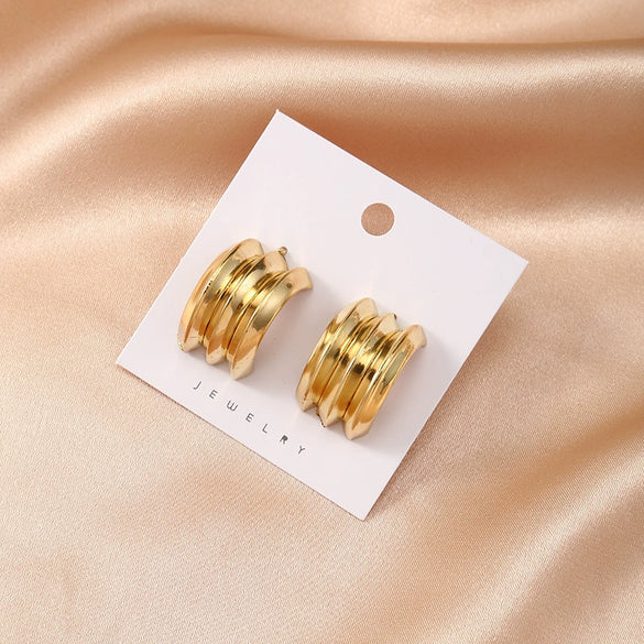 Women's Goldtone Alloy Geometric Earrings Handmade Fashion Jewelry With A Distinctive Statement Style For Wholesale