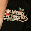 Women's Goldtone Electroplated Alloy Christmas Letter Brooch Pin Fashion Jewelry Accessory