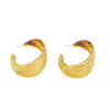 Women's Goldtone Geometric Cshaped Statement Earrings With Layered Design And Stainless Steel Ear Posts