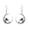 Women's Gothic Dark Alloy Half Skull Crescent Butterfly Distressed Electroplated Earrings