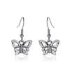 Women's Gothic Dark Alloy Half Skull Crescent Butterfly Distressed Electroplated Earrings