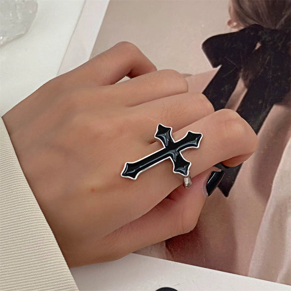 Women's Gothic Dark Cross Alloy Piercing Earrings With Geometric Pattern And Electroplating