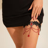Women's Gothic Style Cloth Leg Chain With Alloy Inlaid Artificial Gemstones And Semiprecious Stones And Blood Drops Pattern