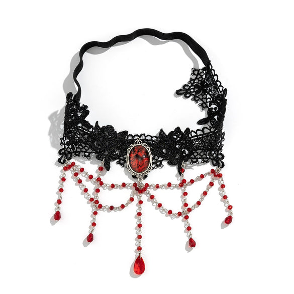 Women's Gothic Style Cloth Leg Chain With Alloy Inlaid Artificial Gemstones And Semiprecious Stones And Blood Drops Pattern