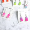 Women's Gradient Candy Color Cartoon Bear Earrings Cute Resin And Plastic Pendant Jewelry For Wholesale