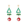 Women's Green Hollow Christmas Tree Earrings Electroplated Alloy Holiday Jewelry With Stainless Steel Ear Posts