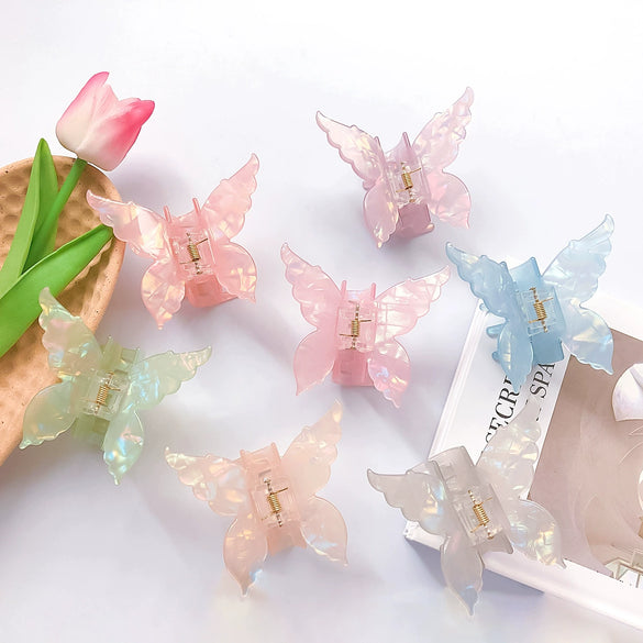 Women's Hair Accessories Handmade Pvc Butterfly Hair Grab Clip