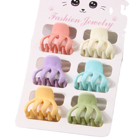 Women's Hair Accessories Sixpiece Set Of Bright Colorful Bangs And Small Clips Plastic Resin Geometric Baking Paint