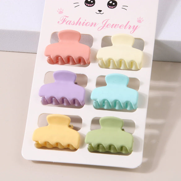 Women's Hair Accessories Sixpiece Set Of Bright Colorful Bangs And Small Clips Plastic Resin Geometric Baking Paint
