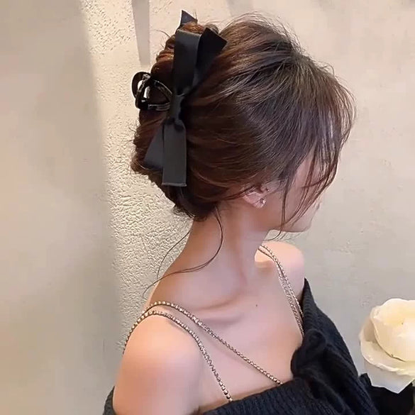 Women's Hair Clip Polyester Fiber Black Bow Handmade