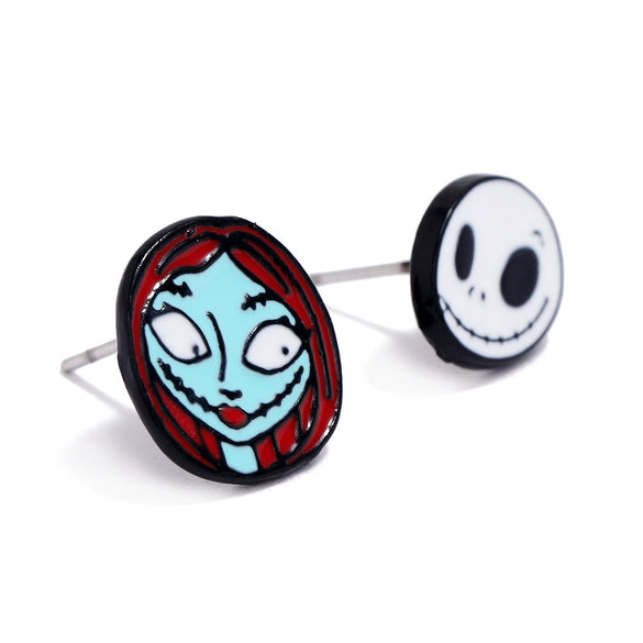 Women's Halloween Alloy Earrings With Dripping Oil Finish Pumpkin Ghost And Spider Designs Playful Festive Costume Jewelry