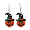 Women's Halloween Alloy Earrings With Dripping Oil Finish Pumpkin Ghost And Spider Designs Playful Festive Costume Jewelry