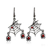 Women's Halloween Alloy Earrings With Dripping Oil Finish Pumpkin Ghost And Spider Designs Playful Festive Costume Jewelry