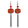 Women's Halloween Alloy Earrings With Dripping Oil Finish Pumpkin Ghost And Spider Designs Playful Festive Costume Jewelry