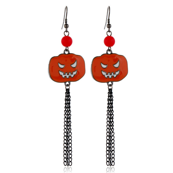 Women's Halloween Alloy Earrings With Dripping Oil Finish Pumpkin Ghost And Spider Designs Playful Festive Costume Jewelry