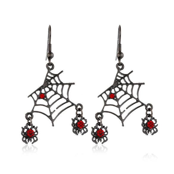 Women's Halloween Alloy Earrings With Dripping Oil Finish Pumpkin Ghost And Spider Designs Playful Festive Costume Jewelry