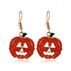 Women's Halloween Alloy Earrings With Dripping Oil Finish Pumpkin Ghost And Spider Designs Playful Festive Costume Jewelry