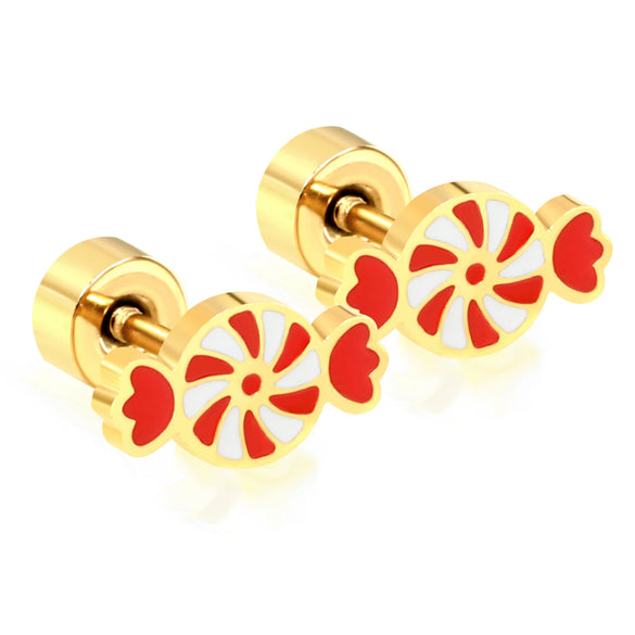 Women's Halloween Candy Earrings In Stainless Steel With Electroplated Finish And Festive Fashion Style