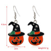 Women’s Halloween Skull Spider And Pumpkin Alloy Drop Earrings With Electroplated Finish Playful Spooky Cartoon Festival Jewelry
