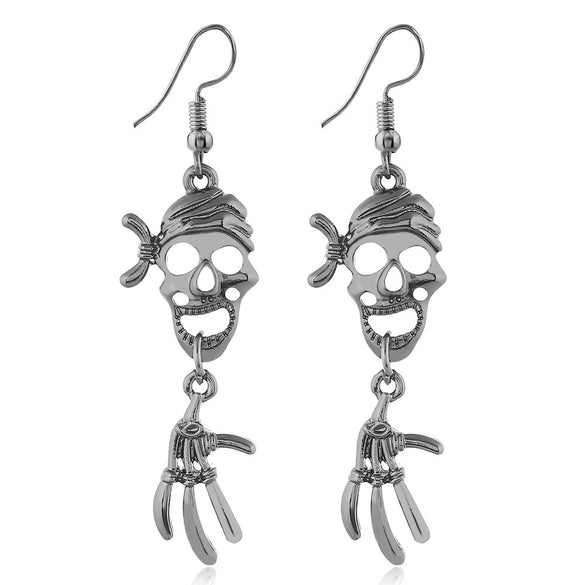Women’s Halloween Skull Spider And Pumpkin Alloy Drop Earrings With Electroplated Finish Playful Spooky Cartoon Festival Jewelry