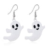 Women’s Halloween Skull Spider And Pumpkin Alloy Drop Earrings With Electroplated Finish Playful Spooky Cartoon Festival Jewelry