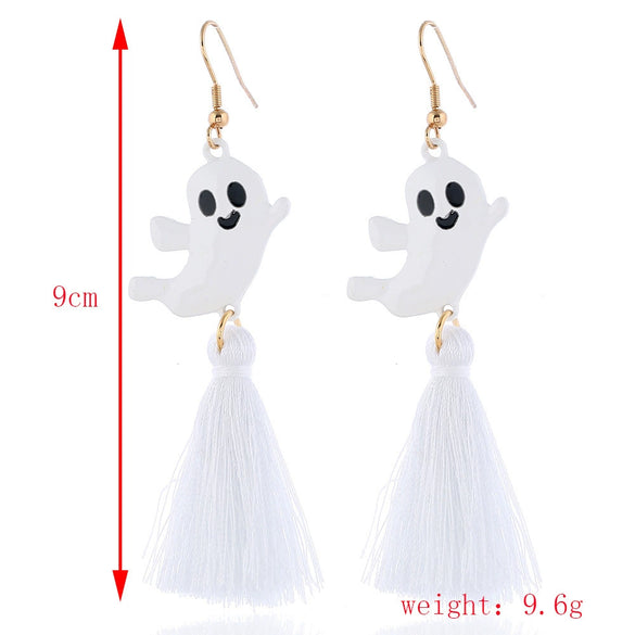 Women’s Halloween Skull Spider And Pumpkin Alloy Drop Earrings With Electroplated Finish Playful Spooky Cartoon Festival Jewelry