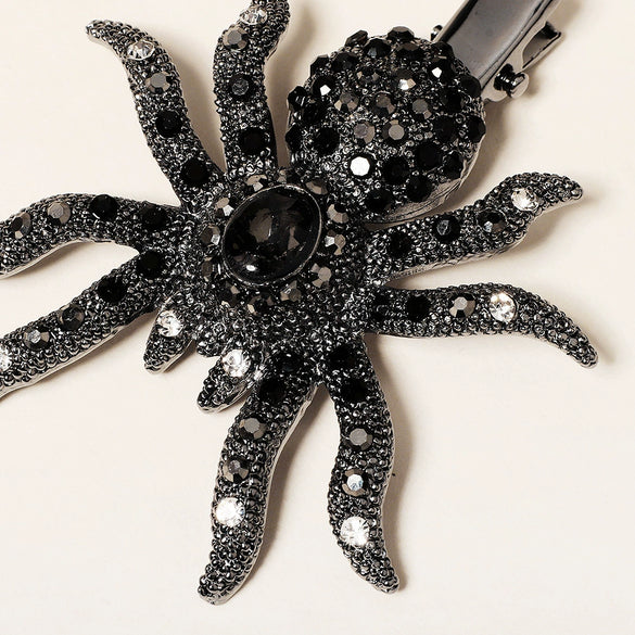 Women's Halloween Spider Hair Clip Alloy Rhinestone Side Barrette Creative Animal Hair Accessory