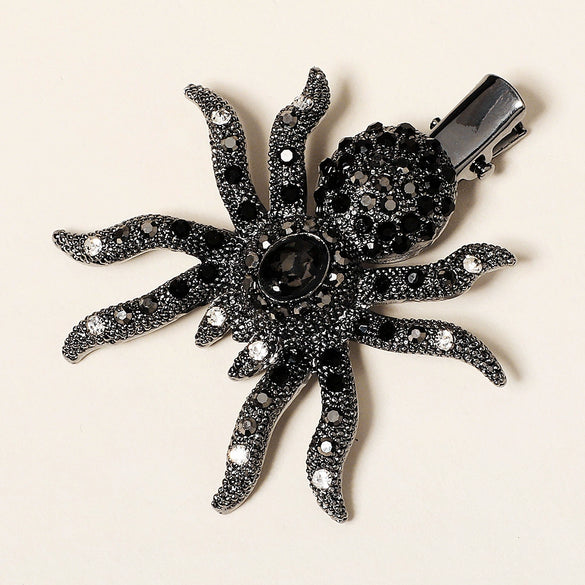 Women's Halloween Spider Hair Clip Alloy Rhinestone Side Barrette Creative Animal Hair Accessory