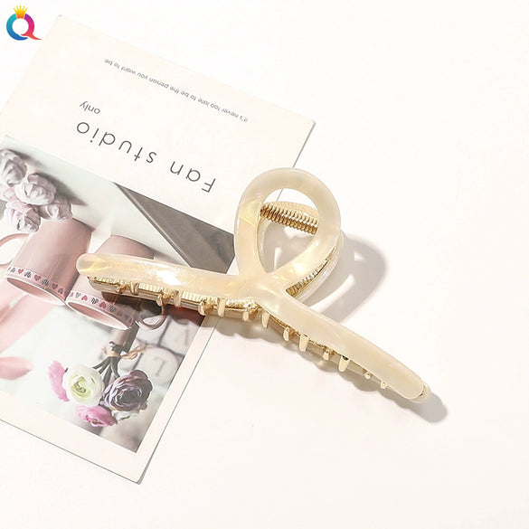 Women's Handmade Acetate Alloy Shark Hair Clip Large Grip Claw Hairpin Hair Accessory