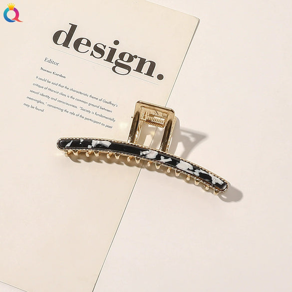 Women's Handmade Acetate Alloy Shark Hair Clip Large Grip Claw Hairpin Hair Accessory