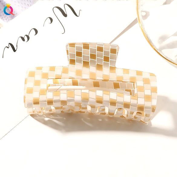 Women's Handmade Acetate Hair Claw Clip Simple Geometric Hairpin For Secure Back Hair Styling