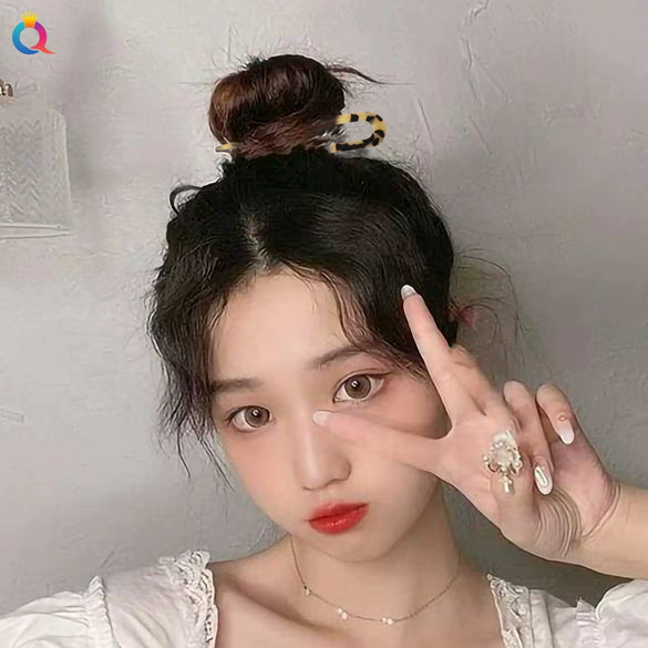 Women's Handmade Acetate Hair Clip With Marble Pattern Simple Geometric Ushaped Hairpin Accessory