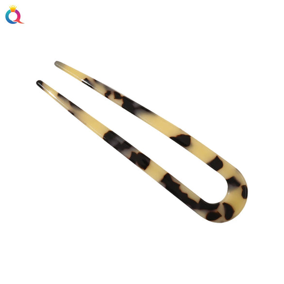Women's Handmade Acetate Hair Clip With Marble Pattern Simple Geometric Ushaped Hairpin Accessory