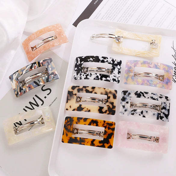 Women's Handmade Acetate Rectangular Hair Clips Minimalist Geometric Spring Ponytail Barrettes