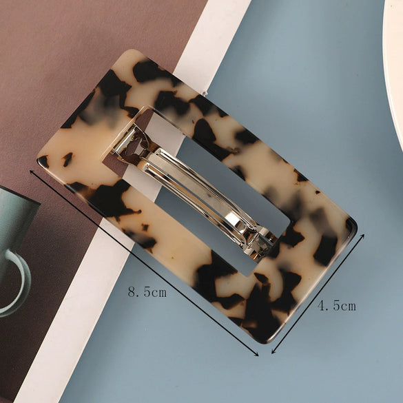 Women's Handmade Acetate Rectangular Hair Clips Minimalist Geometric Spring Ponytail Barrettes