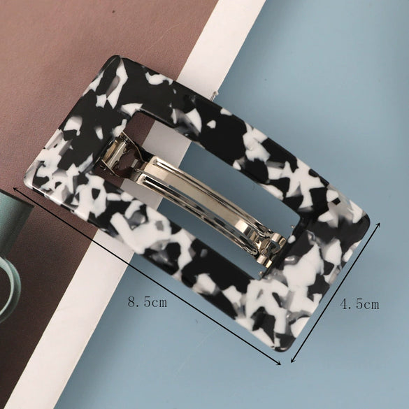 Women's Handmade Acetate Rectangular Hair Clips Minimalist Geometric Spring Ponytail Barrettes