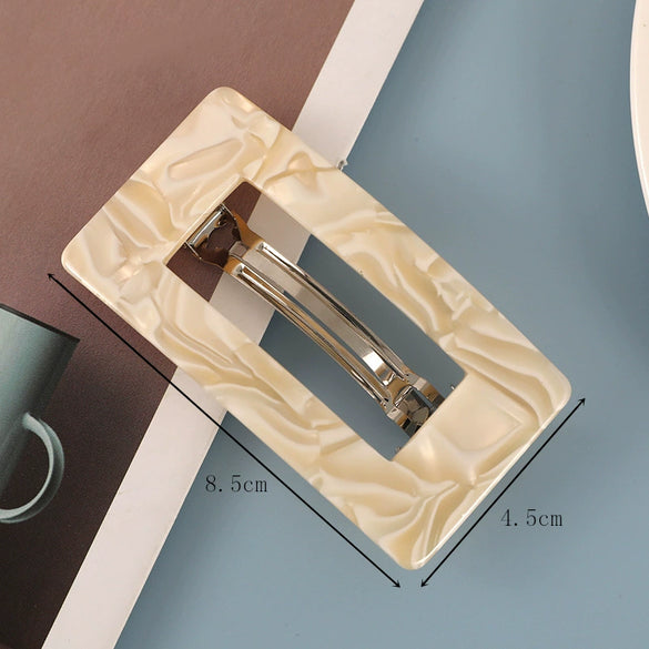 Women's Handmade Acetate Rectangular Hair Clips Minimalist Geometric Spring Ponytail Barrettes