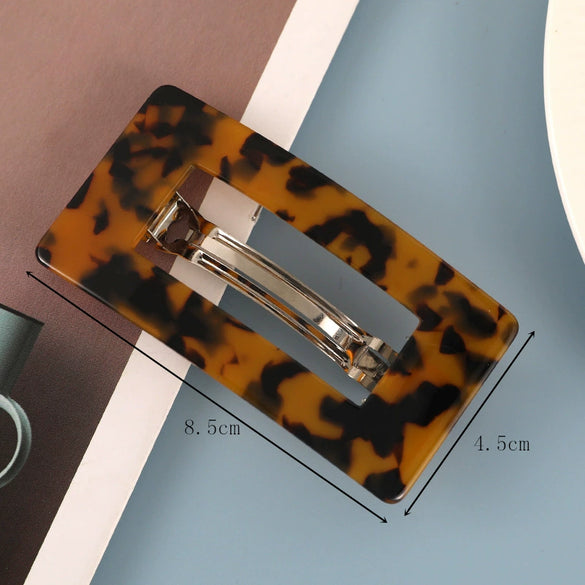 Women's Handmade Acetate Rectangular Hair Clips Minimalist Geometric Spring Ponytail Barrettes